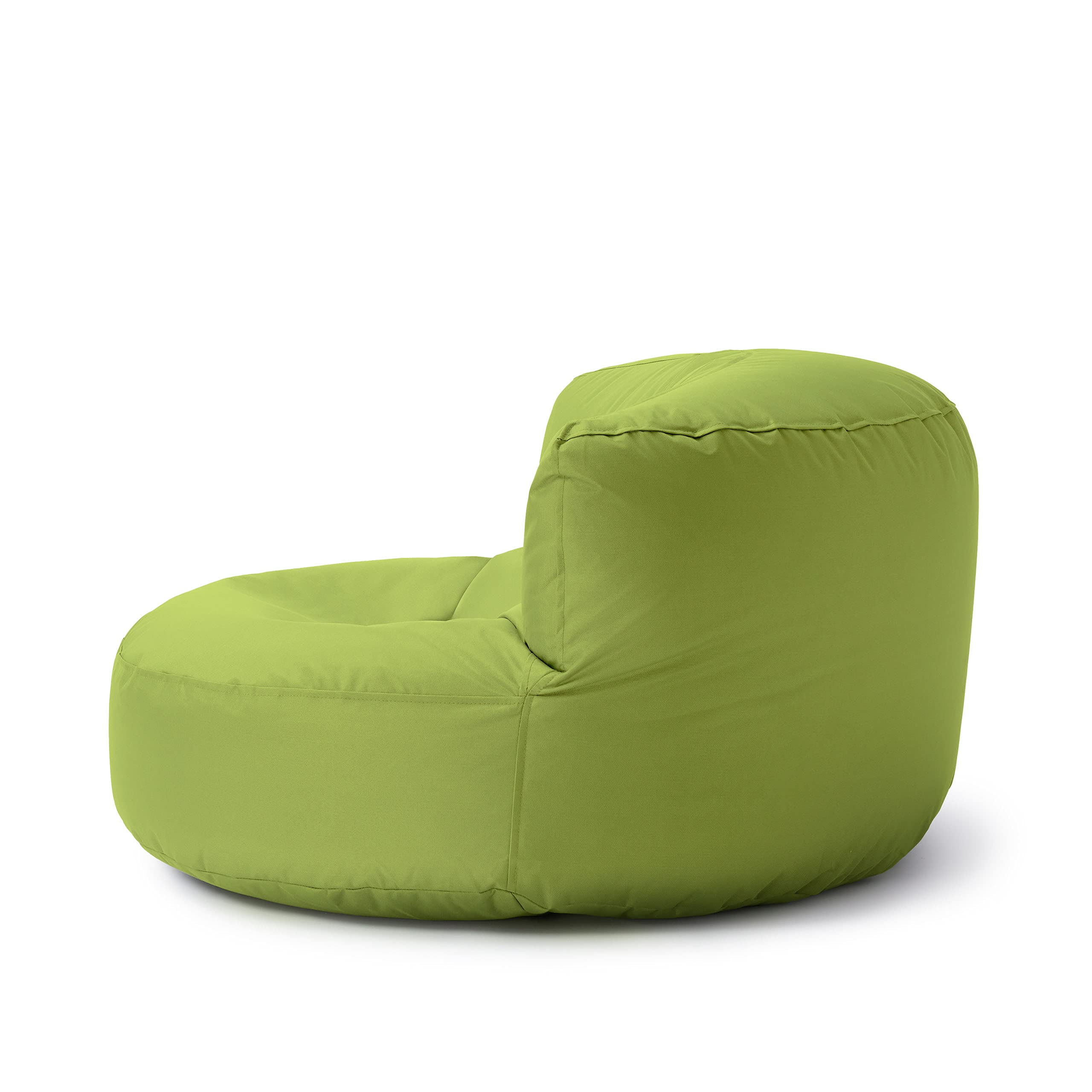 Lumaland Sofá Puff Redondo Grande 320l con Respaldo & Relleno Incluido - Sillón Relax Impermeable para Exterior - Mueble Ideal para Salón, Jardin y Terraza - 90 x 50 cm/Verde