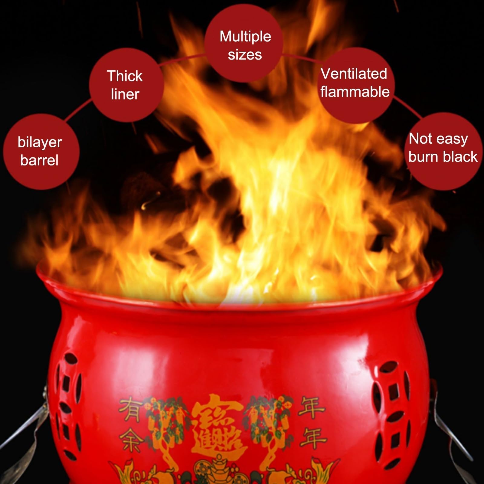 Incinerador De Metal con Tapa, Resistente A Altas Temperaturas Y No Decolora, Se Utiliza para Quemar Hojas De Basura O Documentos Personales No Deseados Al Aire Libre(Small)