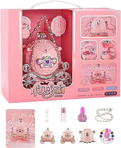 Kids Makeup Sets for Girl,Real Washable Cosmetic Set,Girls Makeup Kit Toys with Pink Storage Case,Play Make Up Christmas New Year Birthday Gifts for