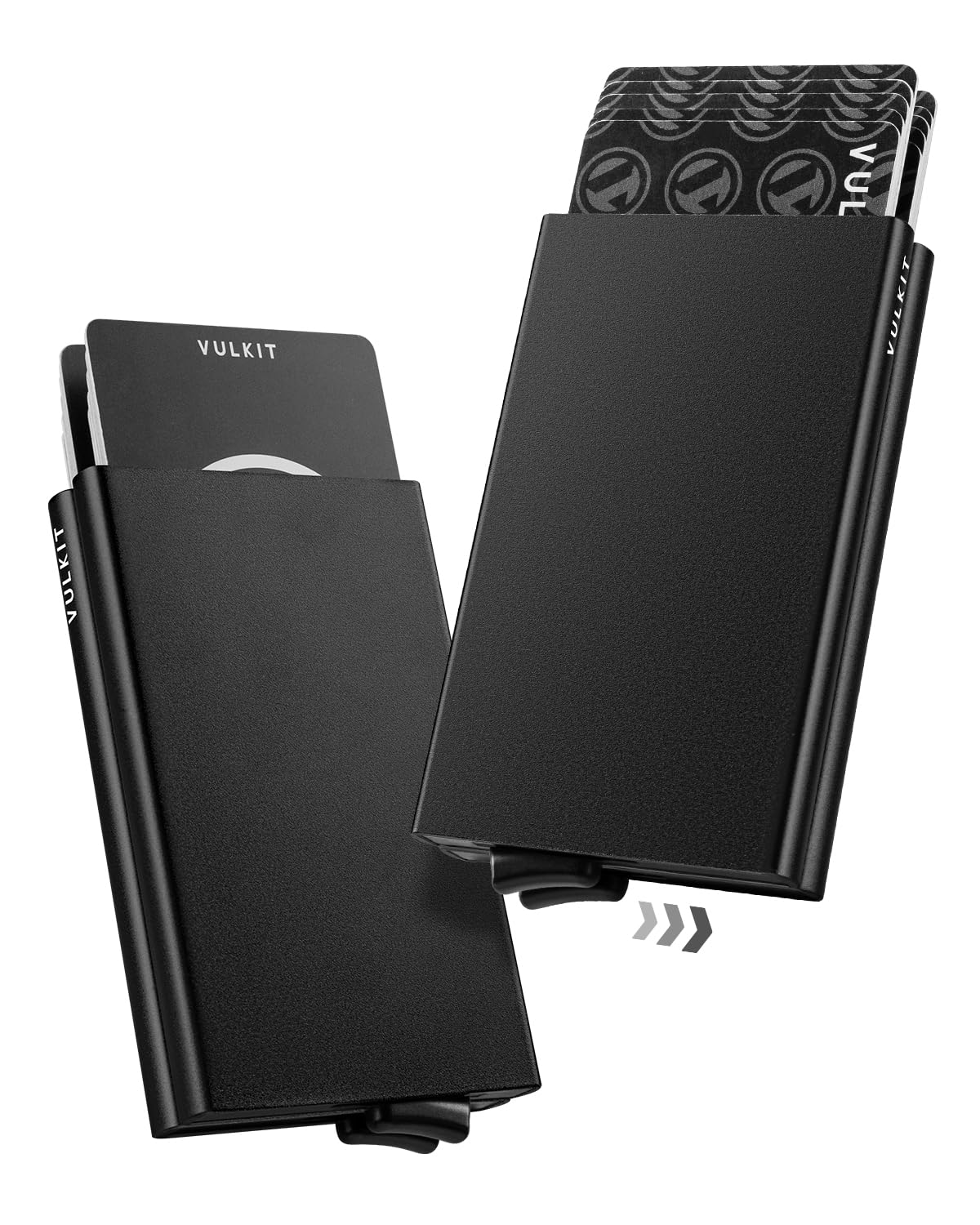 VULKITCredit Card Holder RFID Protection, Pop Up Metal Card Holder with Double Card Cases Slim Smart Wallet for 10 Cards