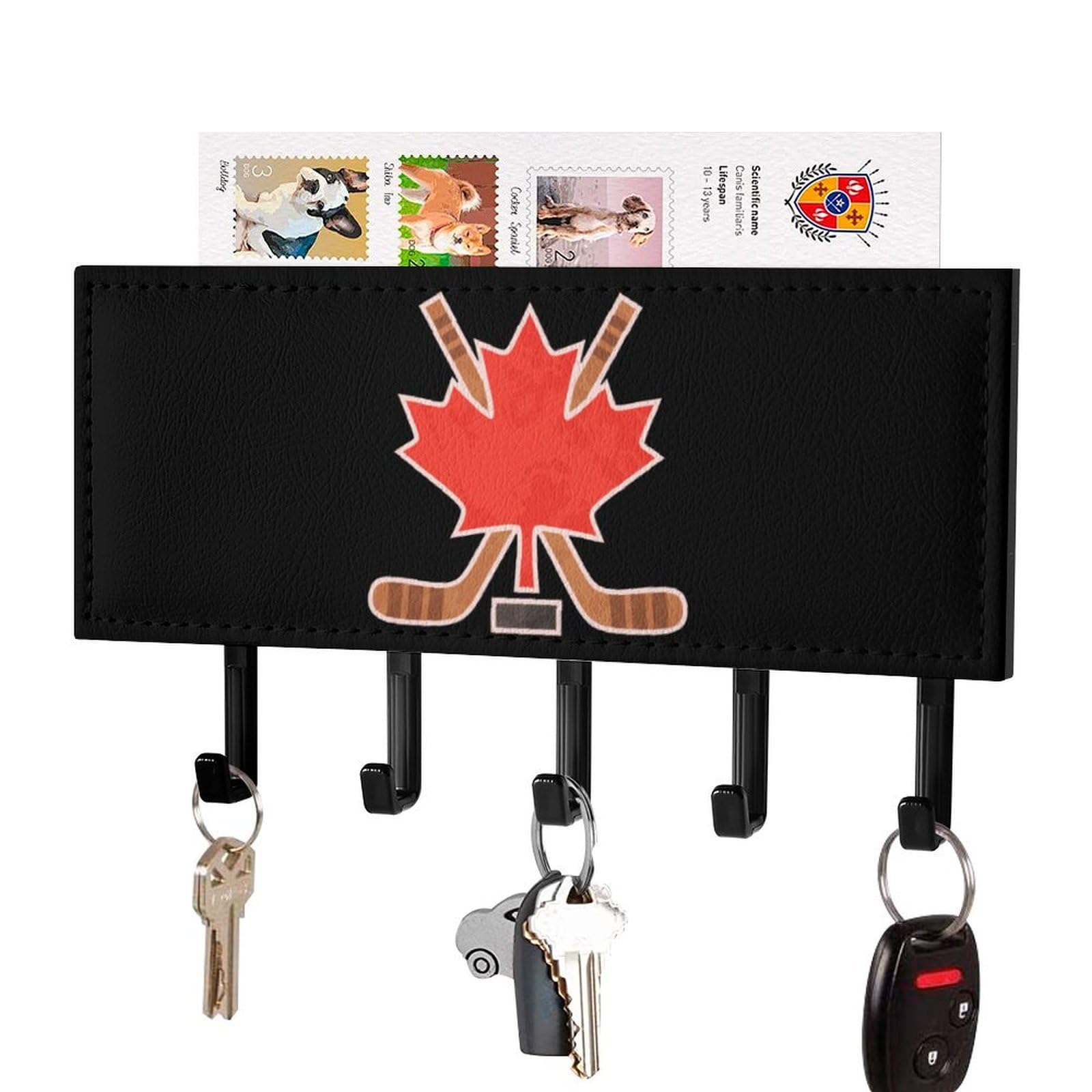 NCLQVJXZKHW Canada Maple Hockey Key Holder with 5 Hooks Key Hooks Wall Mounted Key Racks Key Hanger Organiser Shelf