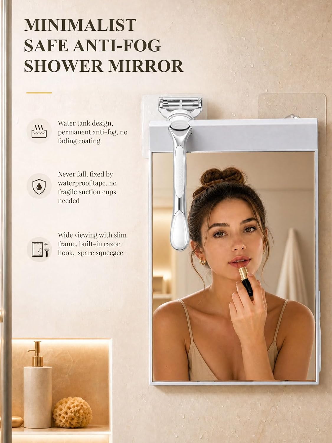 Large Black Anti Fog Mirror for Shower