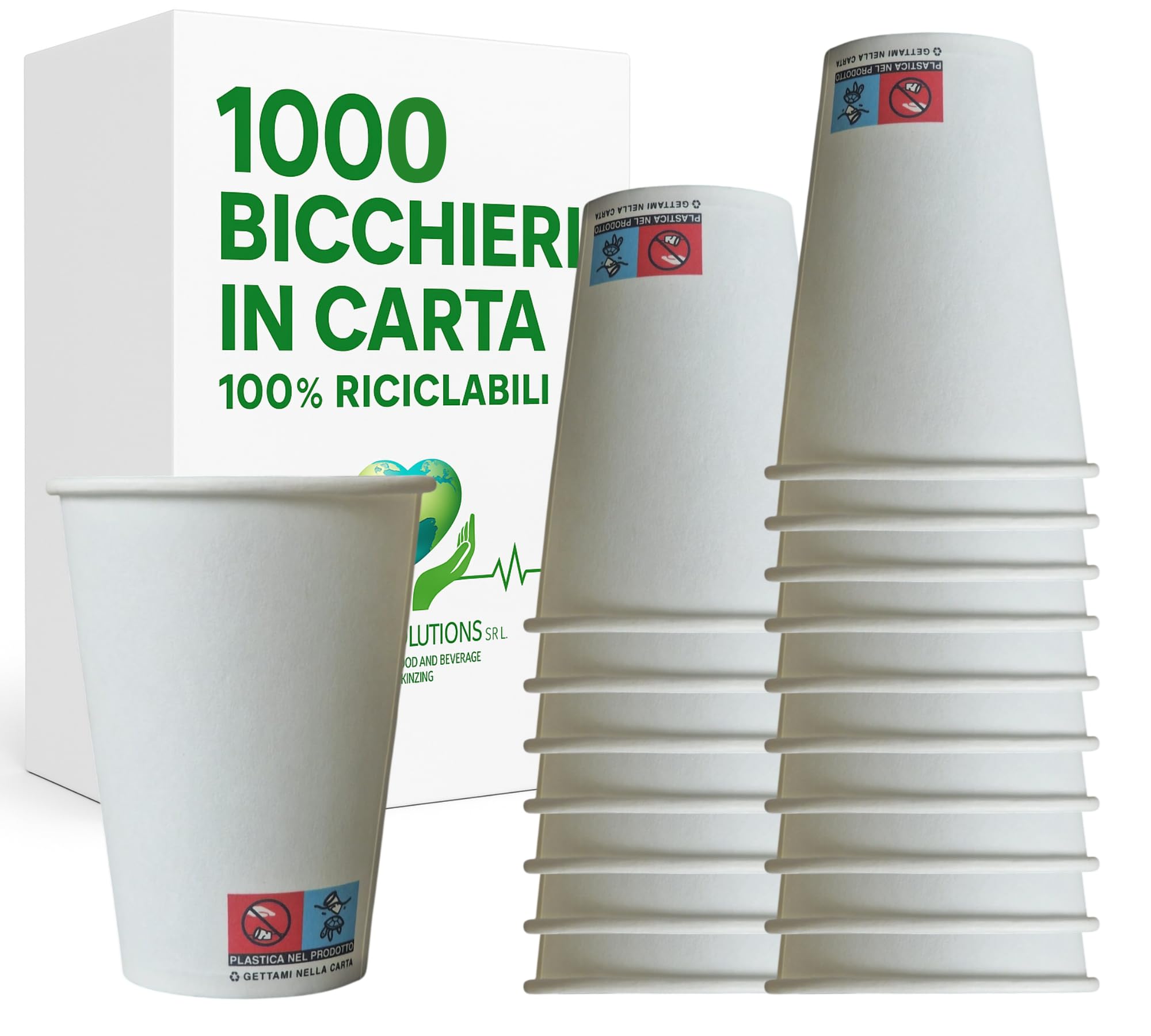 Generico 1000 Bicchieri Carta 200 ml Bianchi Monouso Resistenti – Bicchieri Carta Usa e Getta per Acqua, Ufficio, Bar, Eventi – Bicchieri Carta Alimentari per Bevande Calde e Fredde (1000)