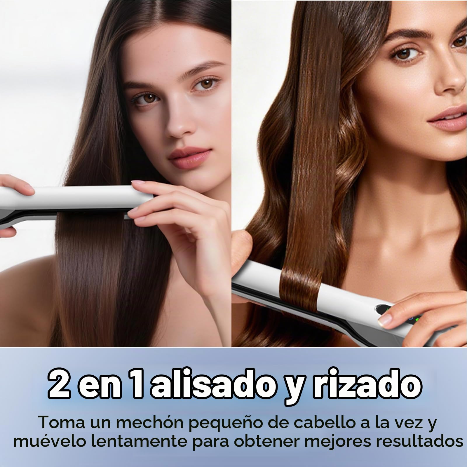 SUNMAY Voga Plus Plancha de Pelo Inalámbrica con Iones Negativos, Plancha de Pelo de Titanio y Rizador 2 en 1, Plancha Portátil para Viaje 5000mAh, Dual NTC para Calor Estable, Calentamiento Rápido
