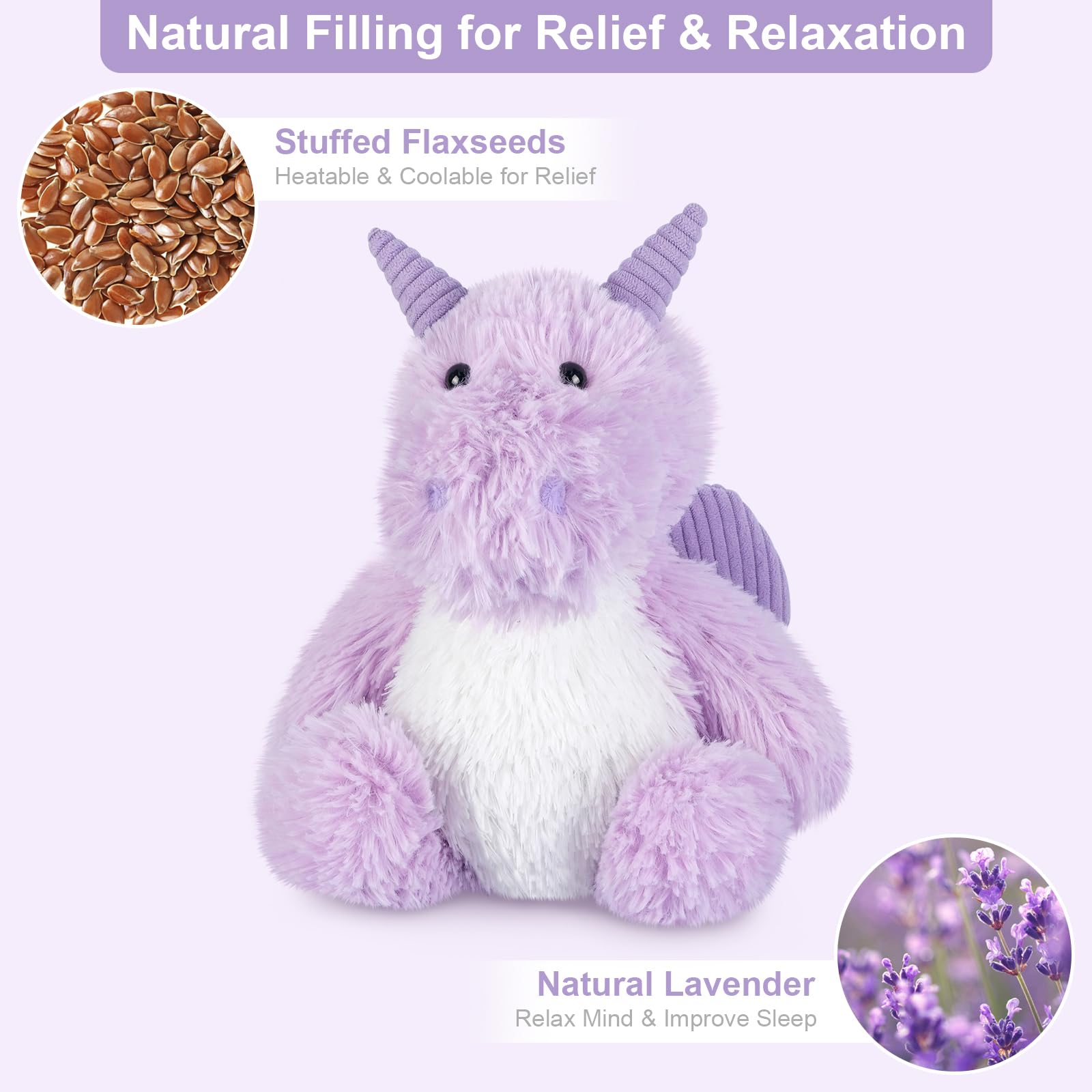 SuzziPals Heatable & Coolable Dragon Plush, Microwavable Heating Pad Stuffed Animal for Soothing & Relaxation, Dragon Gifts for Kids, Cute Plush Toys - Image 3