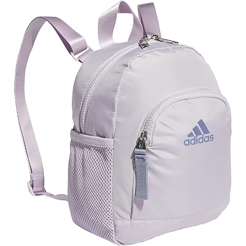 adidas Linear Travel Bag Small Men Womens Mini Backpack, Silver Dawn Grey/Silver Violet Purple, OSFA