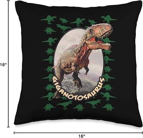 Miniatura 4 de Giganotosaurus - Camisa de regalo para niños, almohada de dinosaurio verde oscuro, 16 x 16 pulgadas, multicolor