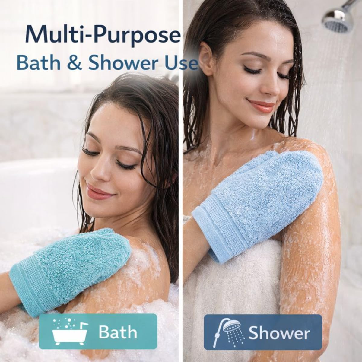 DIVINE OVERSEAS Cotton Body Scrub Mitt Gloves | 100% Cotton Soft Exfoliating Bath Gloves Towel | Deep Cleansing Dead Skin Removal | Pack of 10 Mix Colours & Designs 4