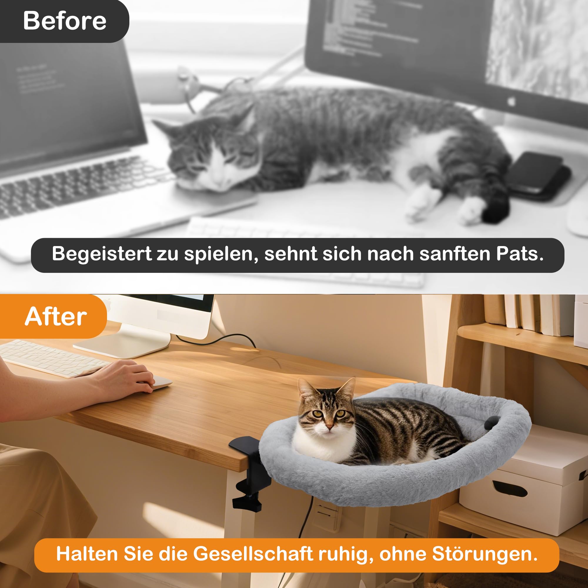 Cama Colgante para Gatos Plegable 90°, Cama para Gatos, Hamaca para Gato, Cesta para Dormir, Hamaca para Gato, Cama de 59 x 48 cm hasta 20 kg