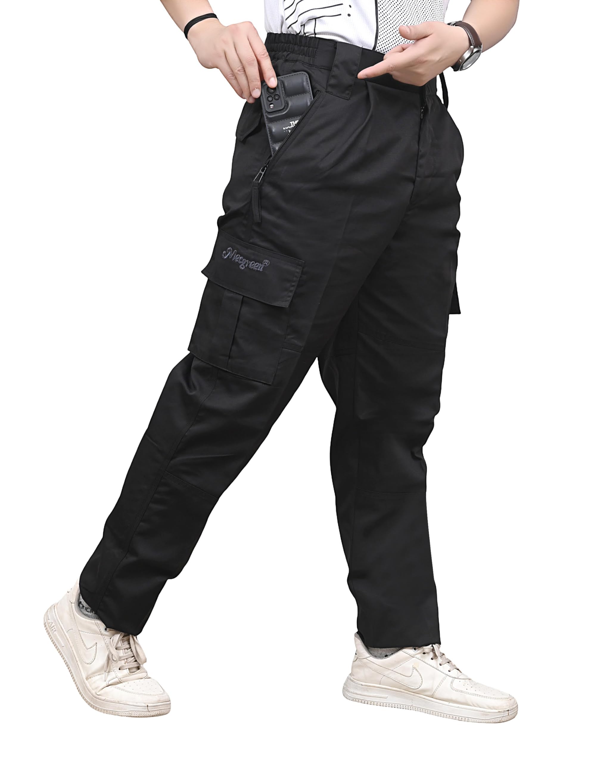 Men's Ribstop Weaving Non-Stretchable Multiple Pockets Cotlook Fabric Casual Tactical Cargo Pants