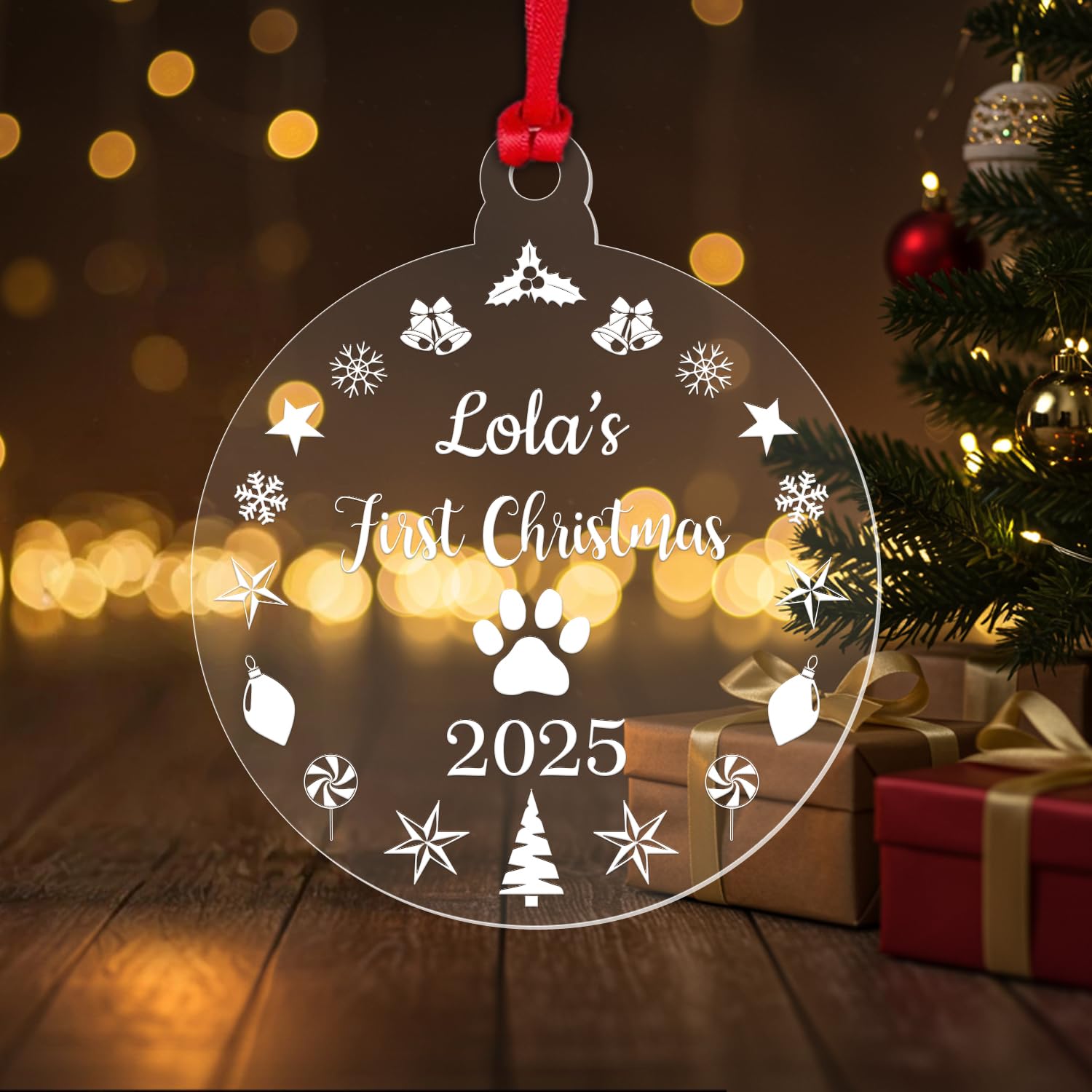Personalised First Christmas Bauble Cat Dog Pet 1st Xmas Tree Decoration Gift