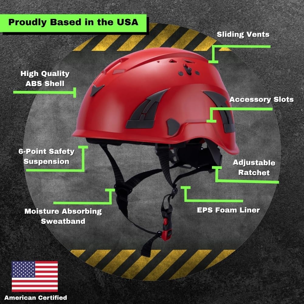 Land Helmets AeroPro Safety Helmet with Visor (Smoke/Clear) – ANSI Z89.1 Type 1 Class C Hard Hat – Use for Arborist, Rescue & Construction