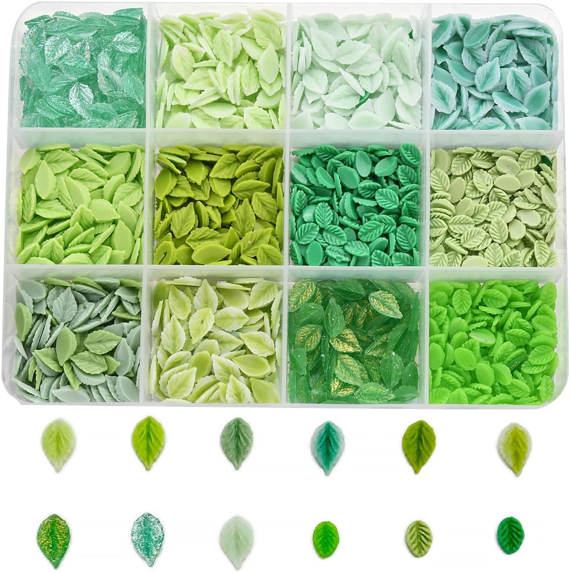 Leaf Nail Charm, 3D Nail Charms Bulk, 12 Styles Green Leaves Charms for Nails, Y2K Charms for Nails