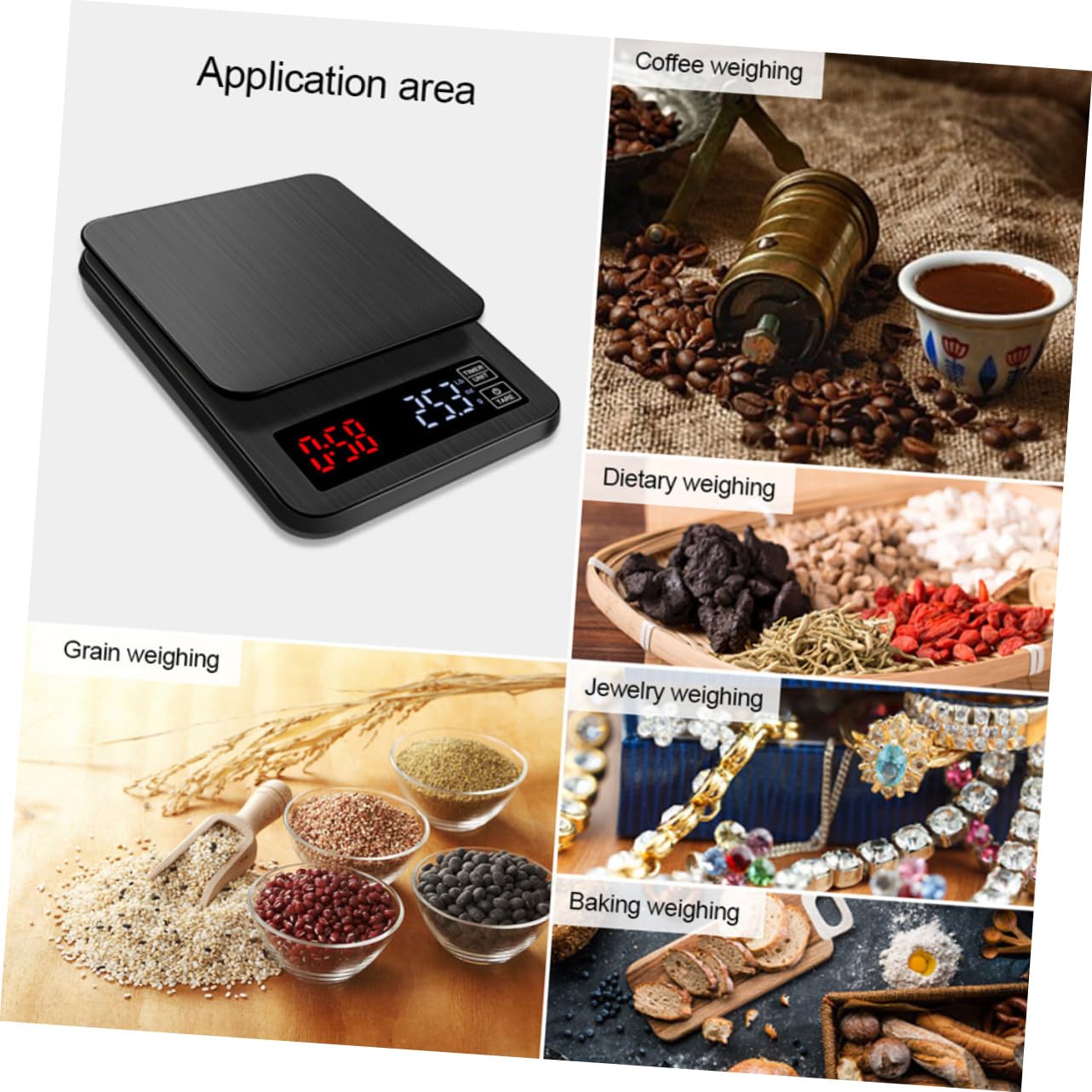 ABOOFAN 5kg Balance Électronique à Café avec Minuteur Balance de Cuisine Numérique pour Peser Café et Céréales Précision avec Capteurs Noire