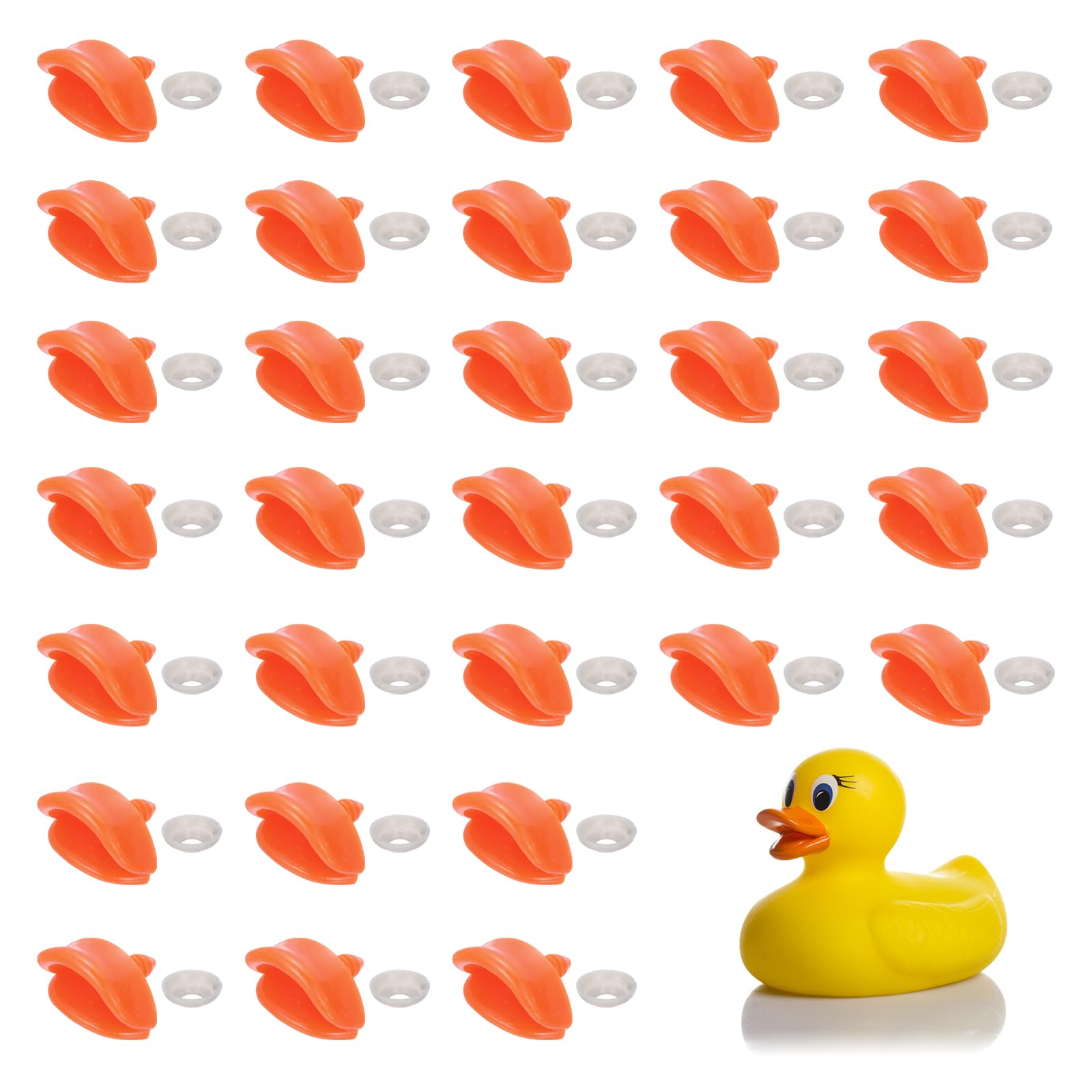 Muiltvoe 30Pcs Plastic Duck Beak, 0.94 in Doll Safety Duck Mouth Replacement Decor with Washers for DIY Craft Crochet Duckbills Doll Making