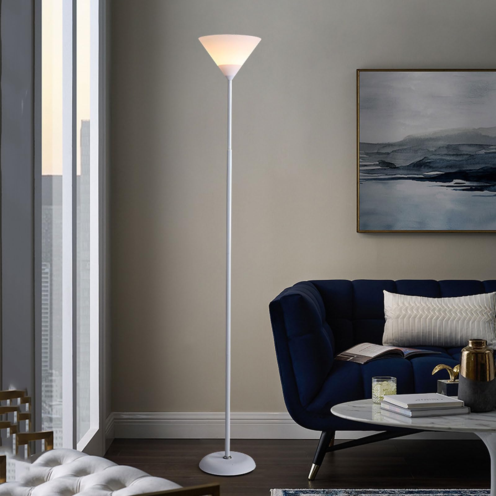 KKXXYQFC Lampada da dimmerabile - Illuminazione Industriale a LED a 3 Colori per Soggiorno, Camera da Letto o Ufficio - Lampada ad Angolo in Acrilico e Supporto Alto