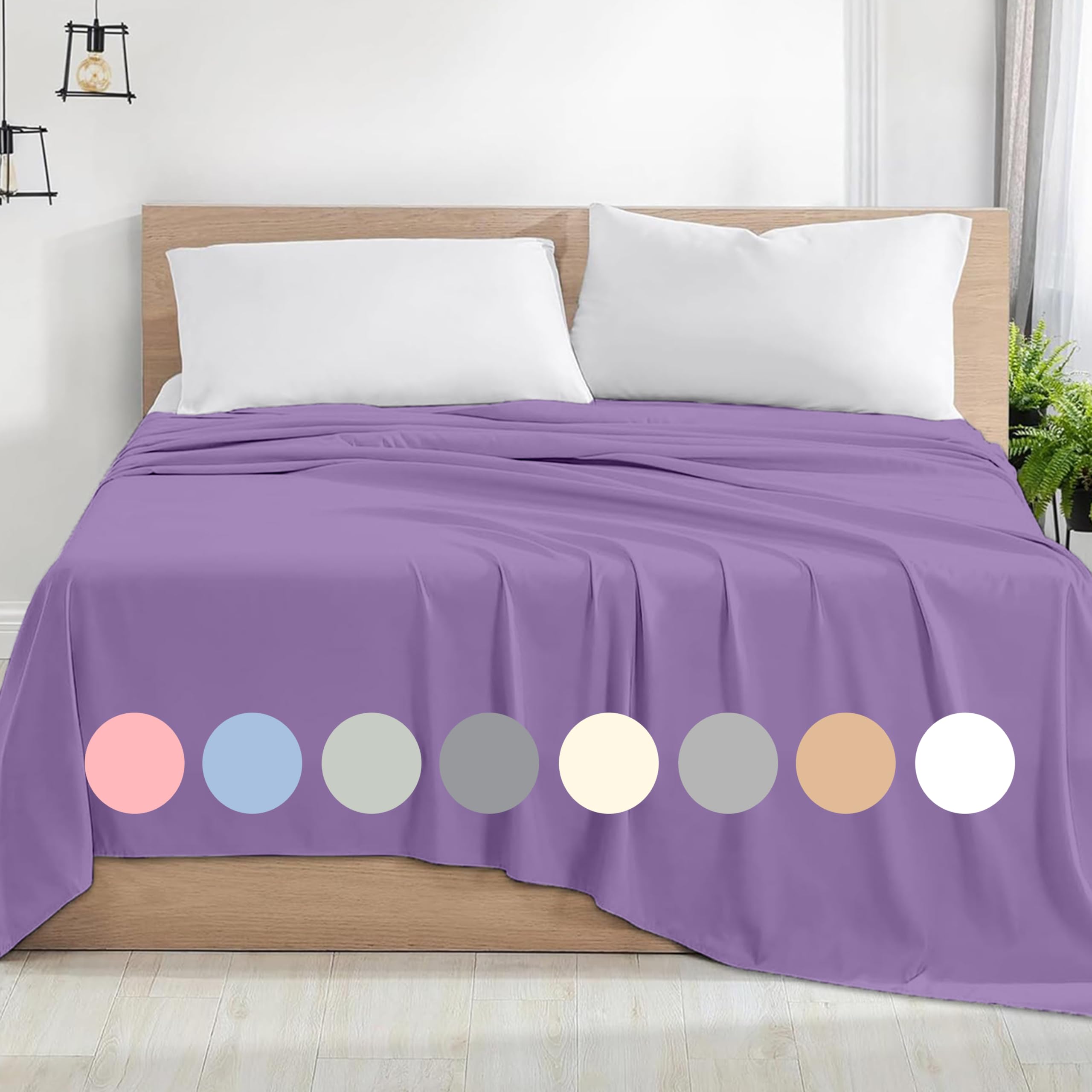 Rohi Microfibre Single Flat Sheet Lilac – Comfy Soft & Breathable Flat Bed Sheet – Anti Allergy & Durable Top Sheets for Hotels, Bedrooms & Guest Rooms – Easy Care Layer Sheet (Lilac, 177x255cm)
