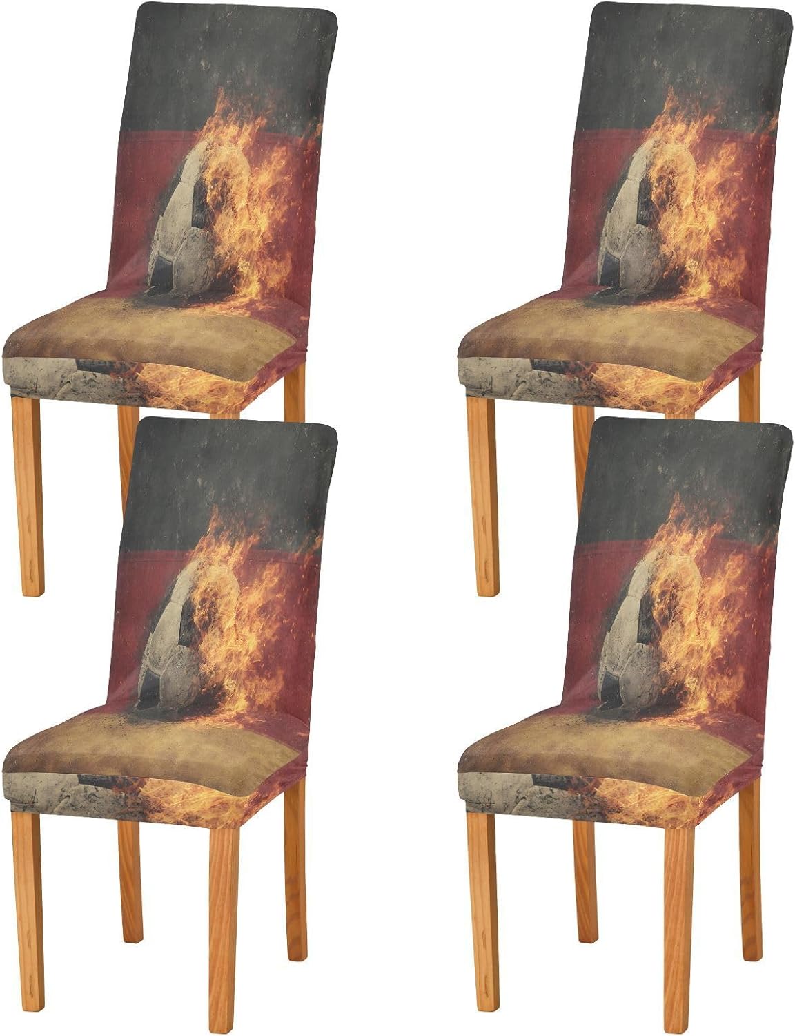 ALAZA Chair Covers for Dining Room, German Flag Football Fire Stretch Chair Cover Sets Chair Protector Removable Washable for Ktichen Restaurant Hotel