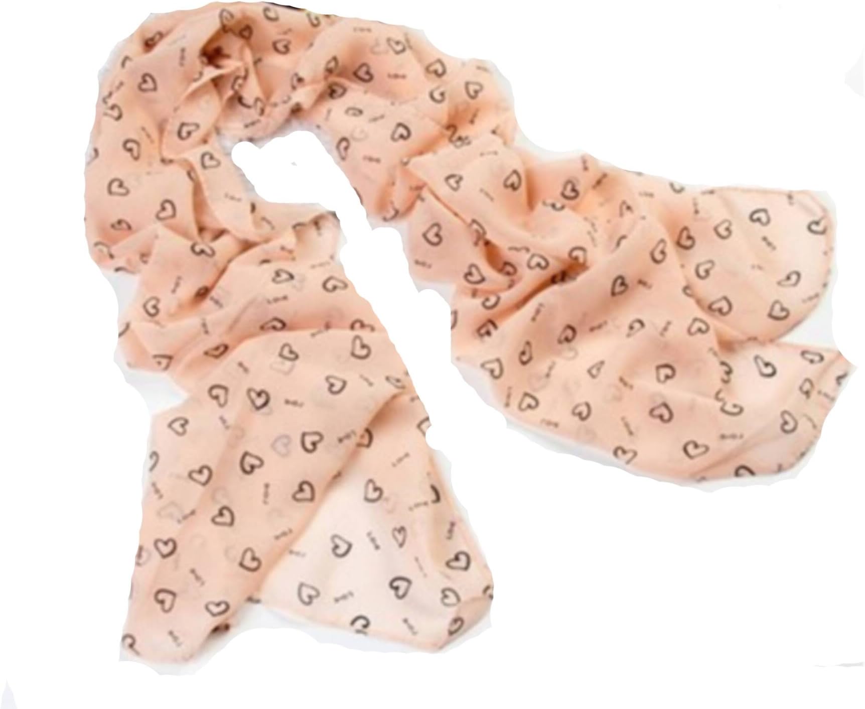 Light Pink Love Letter Heart Pattern Scarf Gauze Wrap Shawl Fit Girl for Gift