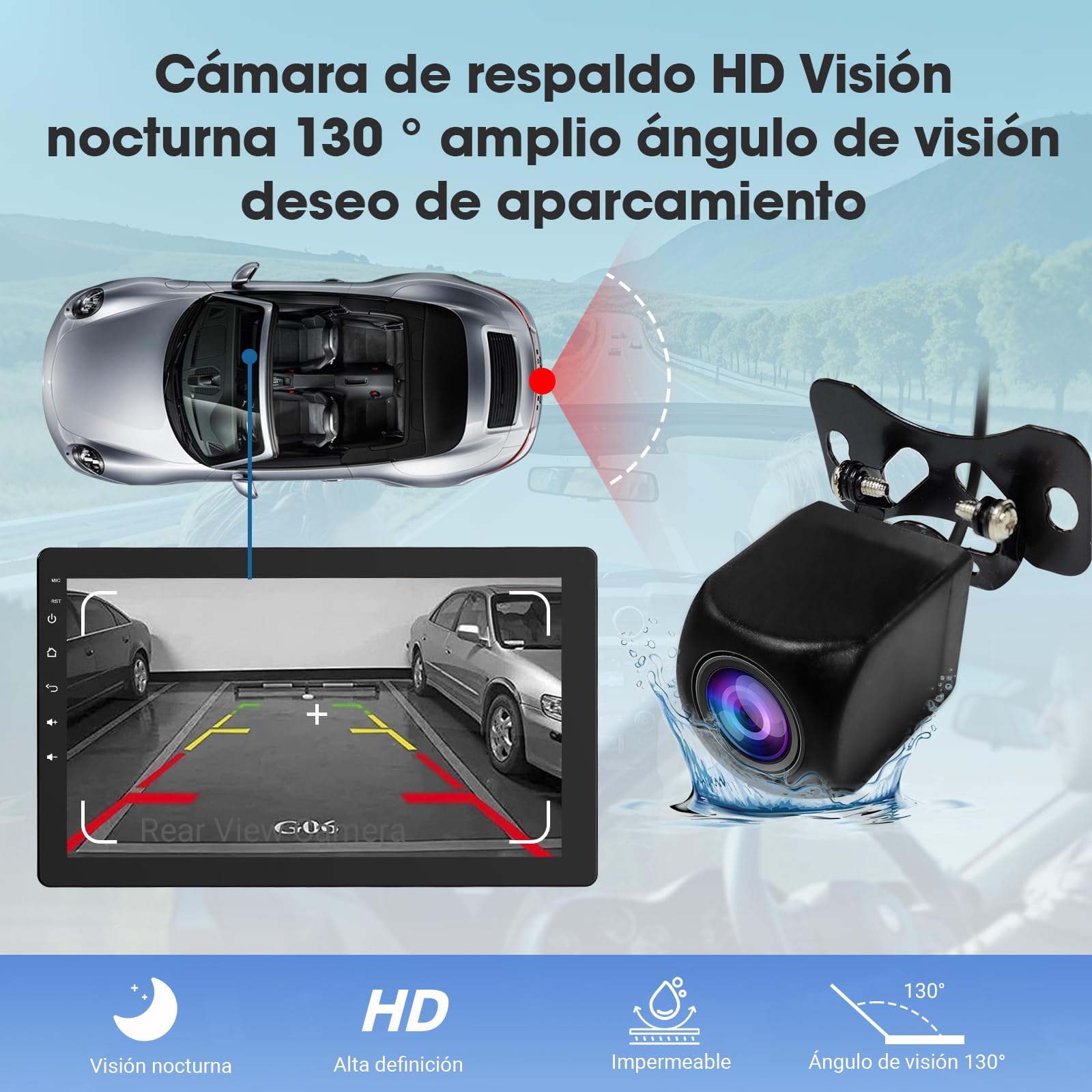 Haudio Radio de Coche Giratoria 360°, Estéreo Bluetooth 1 DIN Carplay Inalámbrico y Android Auto, Pantalla IPS de 10.1 Pulgadas Car Play con Mirror Link,Control por Voz,RDS/FM/Am, Cámara Trasera 720P