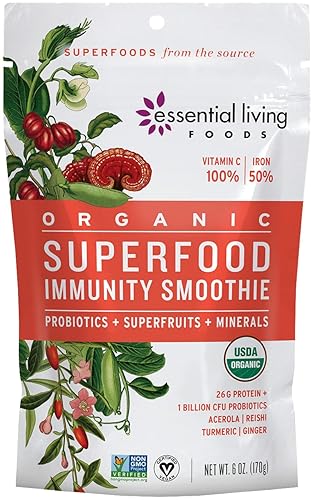Essential Living Foods - Mezcla de batidos orgánicos de superalimentos con mesquite lucuma proteína de guisante y cáñamo polvo de bayas de acai y