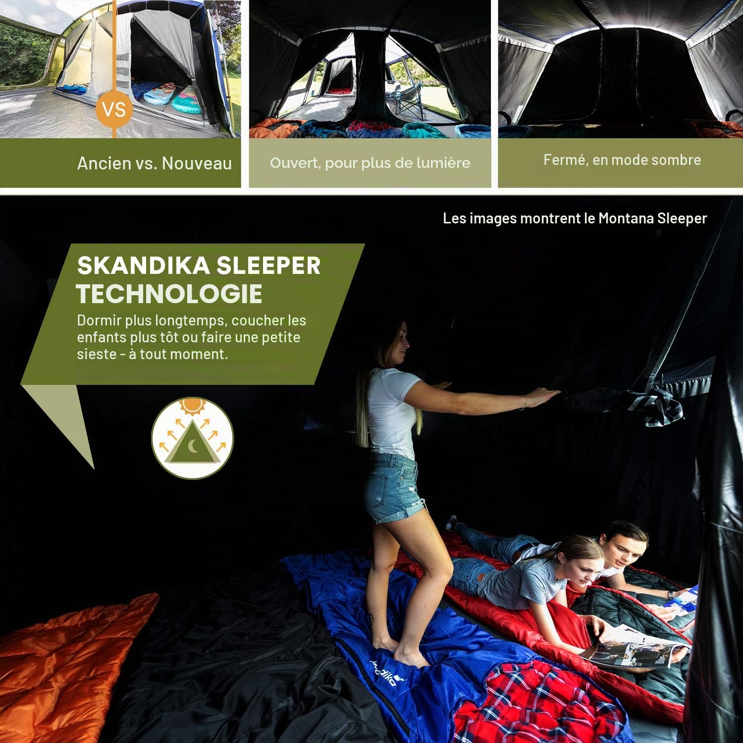 Skandika Tente familiale Nimbus pour 12 Personnes | Tente de Camping avec/sans Technologie Sleeper, avec/sans Tapis de Sol Cousu, étanche, Hauteur 2,15 m