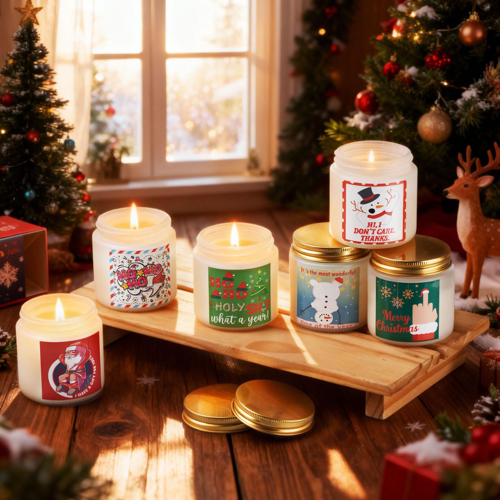 Conelist 24 velas aromáticas divertidas de Navidad, regalos divertidos de Navidad para mujeres, velas ofensivas, creatividad, decoración navideña, vela de cera de soja de 3.5 onzas para Año Nuevo