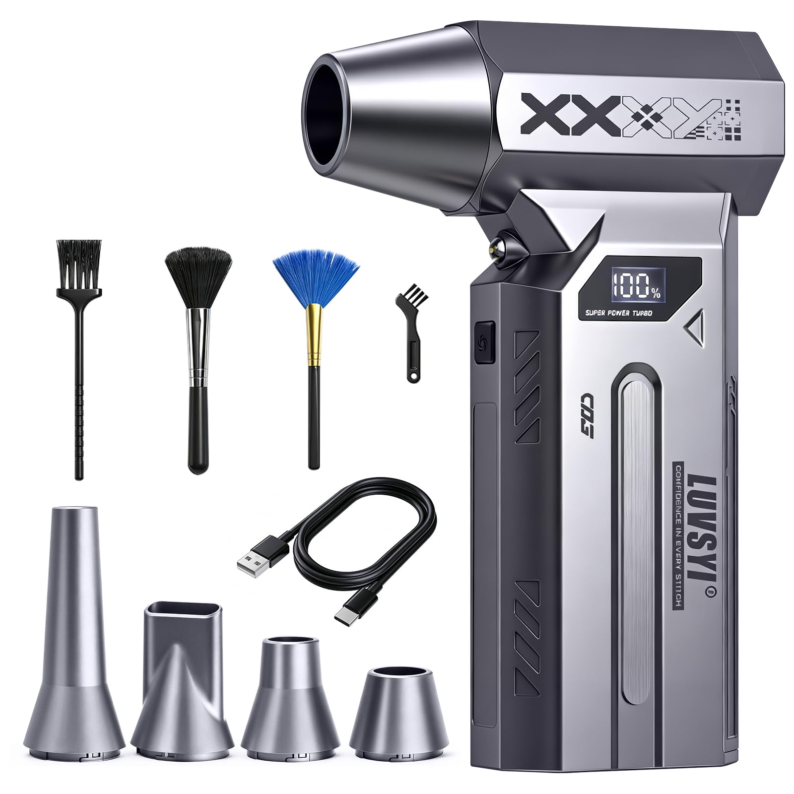 HAOFOYFUN Electric Air Duster 150000RPM Akku Hochleistungs-Luftgebläse mit LED-Display