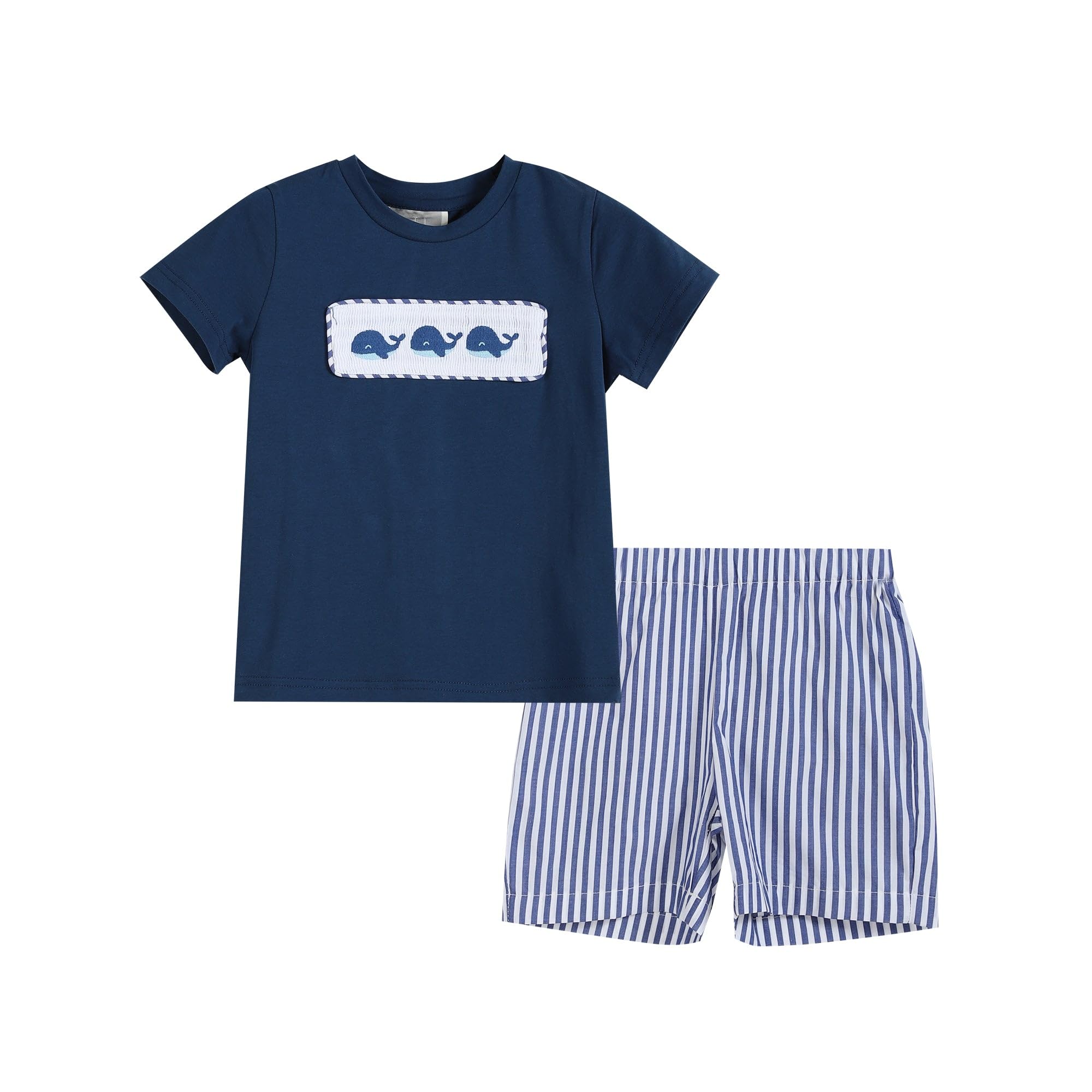 Lil cactus Blue Whale Smocked T-Shirt and Shorts 2pc. Set, 5 Years