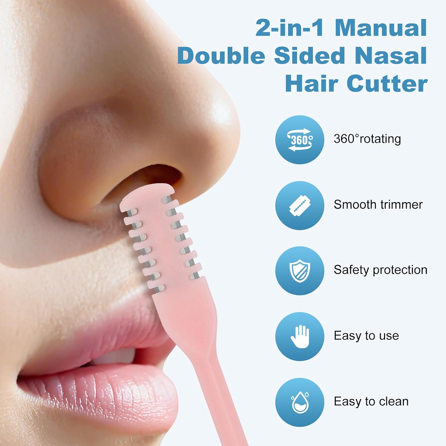 5PCS 2-in-1 Nasal Hair Cutter Manual Double Sided Nose Hair Remover Trimmer