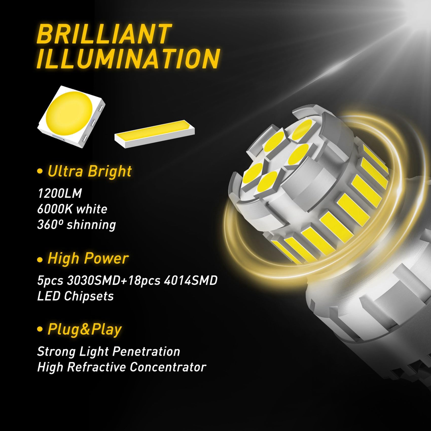 20PZ Car T20 7440 W21W LED Canbus Luci di Retromarcia 7443 LED Lampadina Segnale di Coda del Freno Luci 6000K Lampada Super