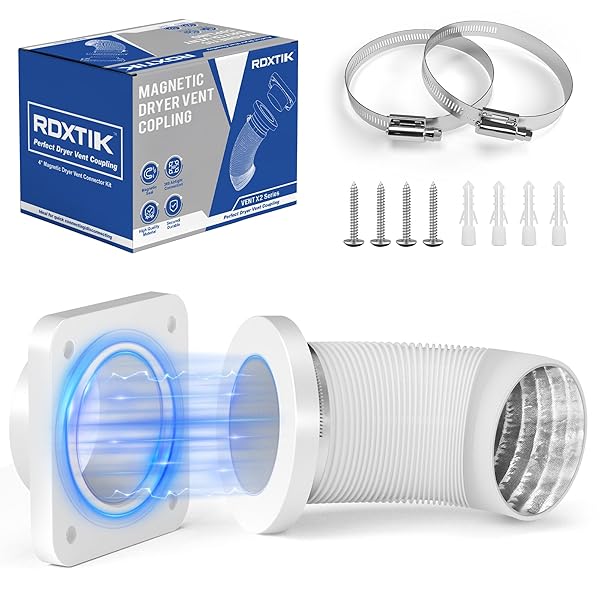 RDXTIK Magnetic Dryer Vent Connector, Airtight Seal Dryer Vent Coupling Kit with 4" 3.3ft Duct, Easy to Clean