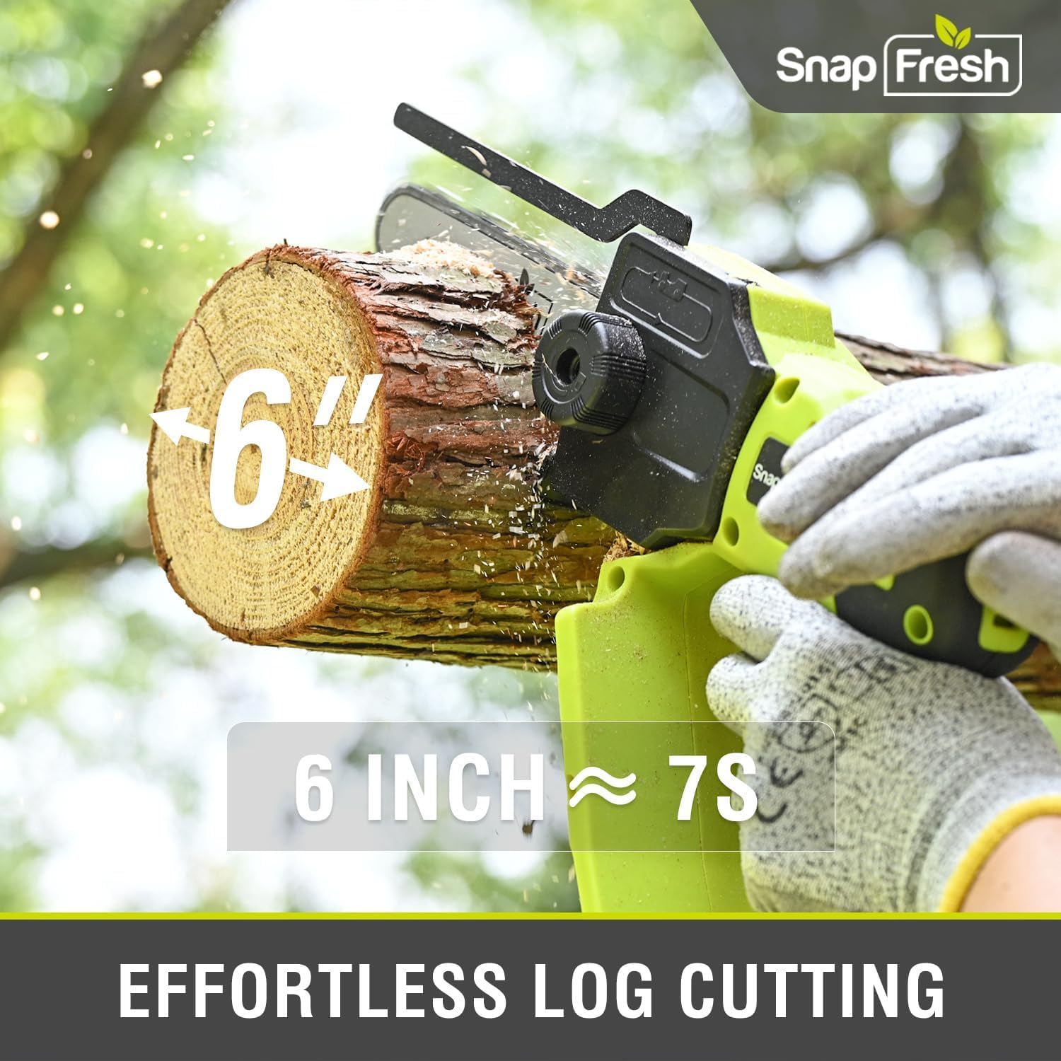 SnapFresh Mini Chainsaw Cordless 5” & 6”, 20V Electric Handheld Chainsaws with 2.0Ah Battery & Fast Charger, Lightweight Battery Powered Saw with 2 Chains for Wood Cutting & Branch Trimming