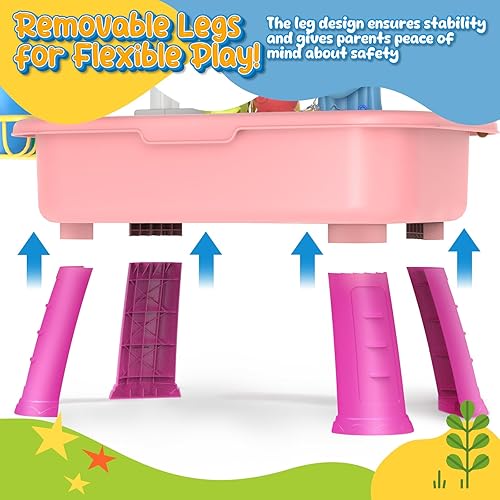 Miniatura 6 de Fregadero de juego de 21 pulgadas de alto con agua corriente, fregadero de cocina 4 en 1 para niños con grifo eléctrico, mini mesa de agua con patas