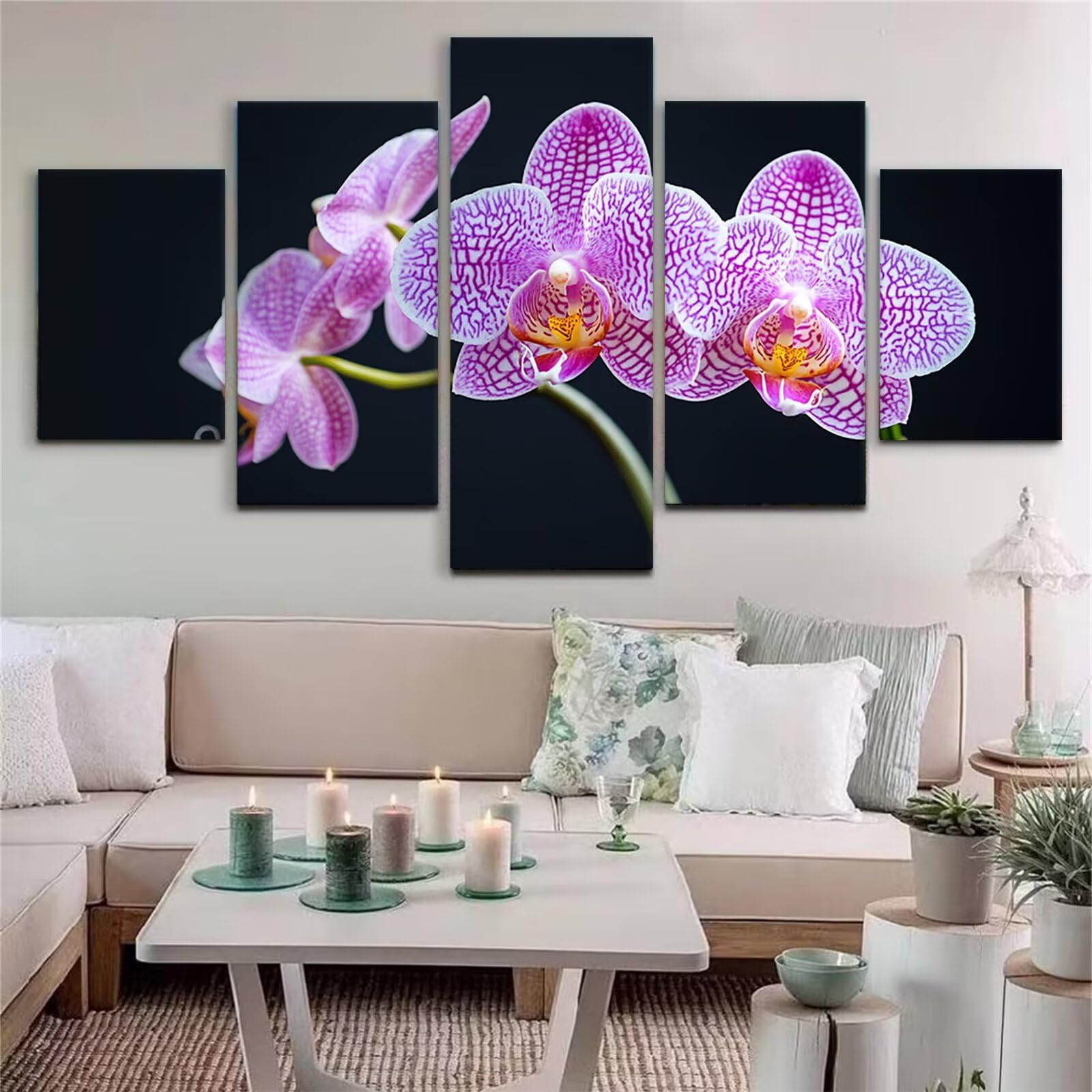 Zestaw 5 sztuk kwiatowych diamentów, sztuka Phalaenopsis, orchidea, diamentowe zestawy do malowania dla dorosłych, początkujących, sztuka i rękodzieło, do dekoracji pokoju, prezenty 175 x 90 cm, model