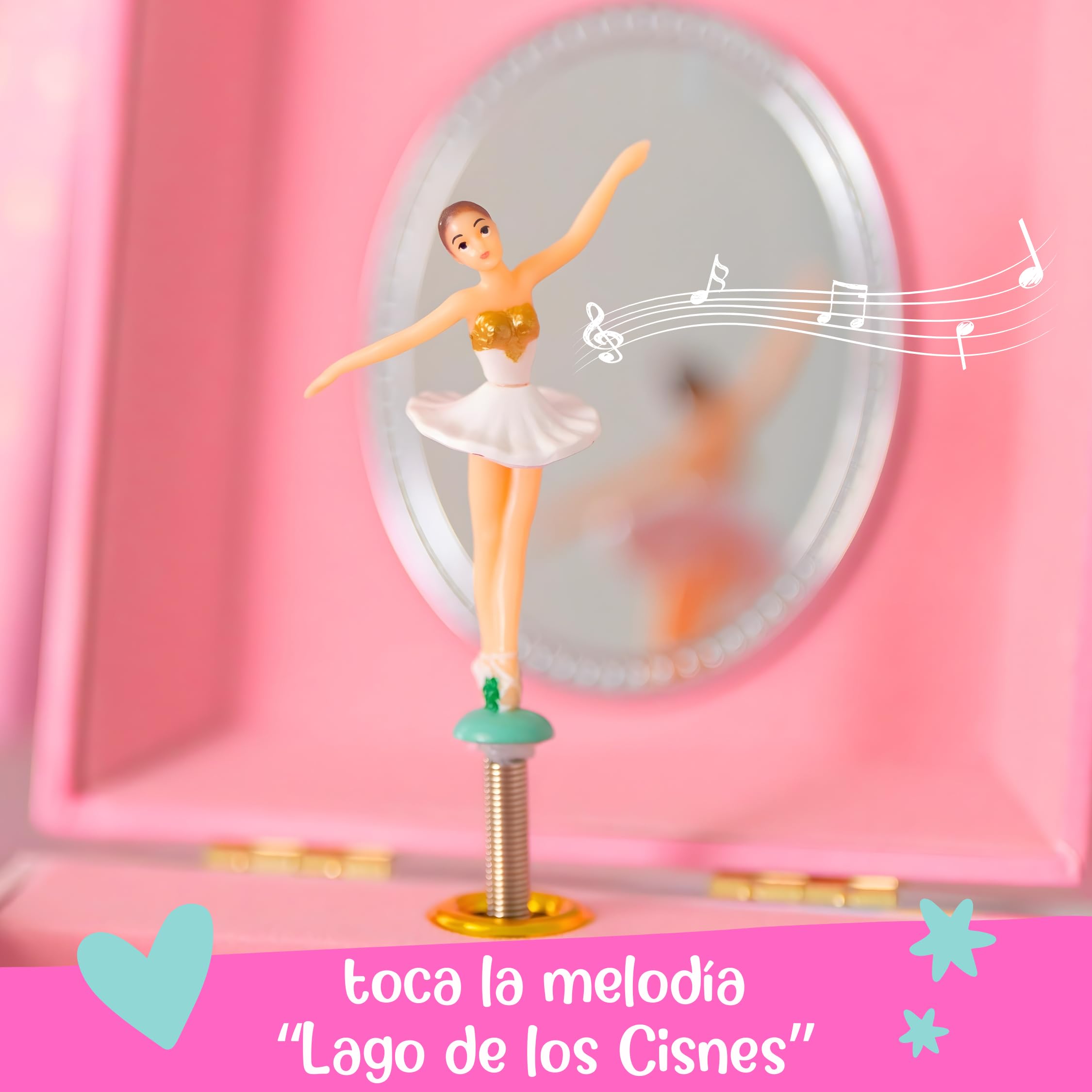 Giggle & Honey® Caja de Música con Bailarina para Niñas - Joyero Musical Niña con Espejo, Caja Musical Bailarina, Joyero Infantil, Joyeros Niña, Regalo Cumpleaños Edades 3-10