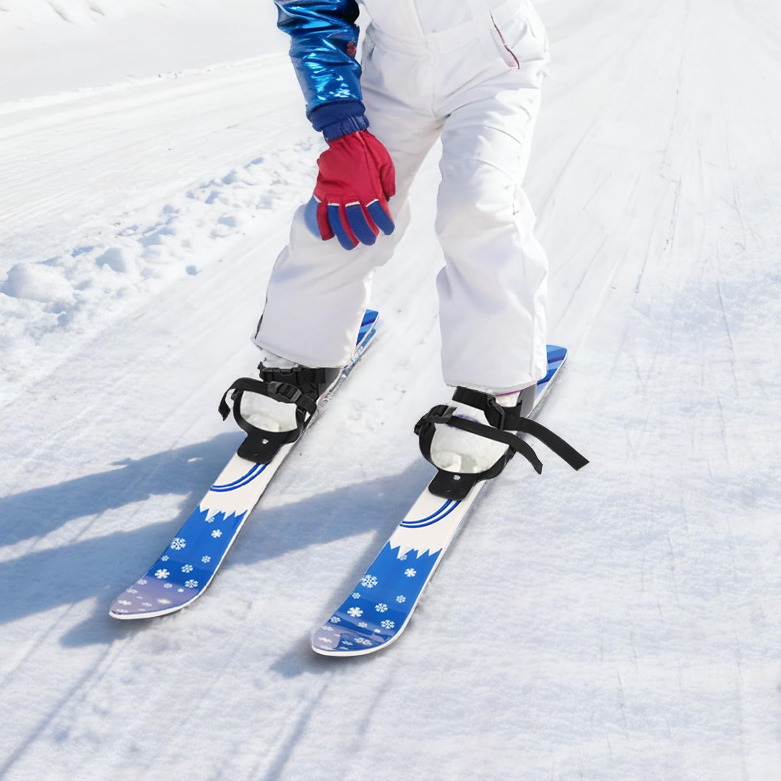 Snow Ski Board Beginner Ski Set Glide Kit Snow Sliding Gear ABS PE Steel Two Way Bindings High Load Capacity Reinforced Plate Portable Lightweight Winter Grass Sand Use Stability Control 68 x 6 cm