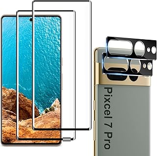 [2+2 Pack] for Google Pixel 7 Pro Screen Protector, 9H Tempered Glass, Ultrasonic Fingerprint Compatible, 3D Curved, HD Clear Scratch Resistant for Google Pixel 7 Pro 5G Glass Screen Protector