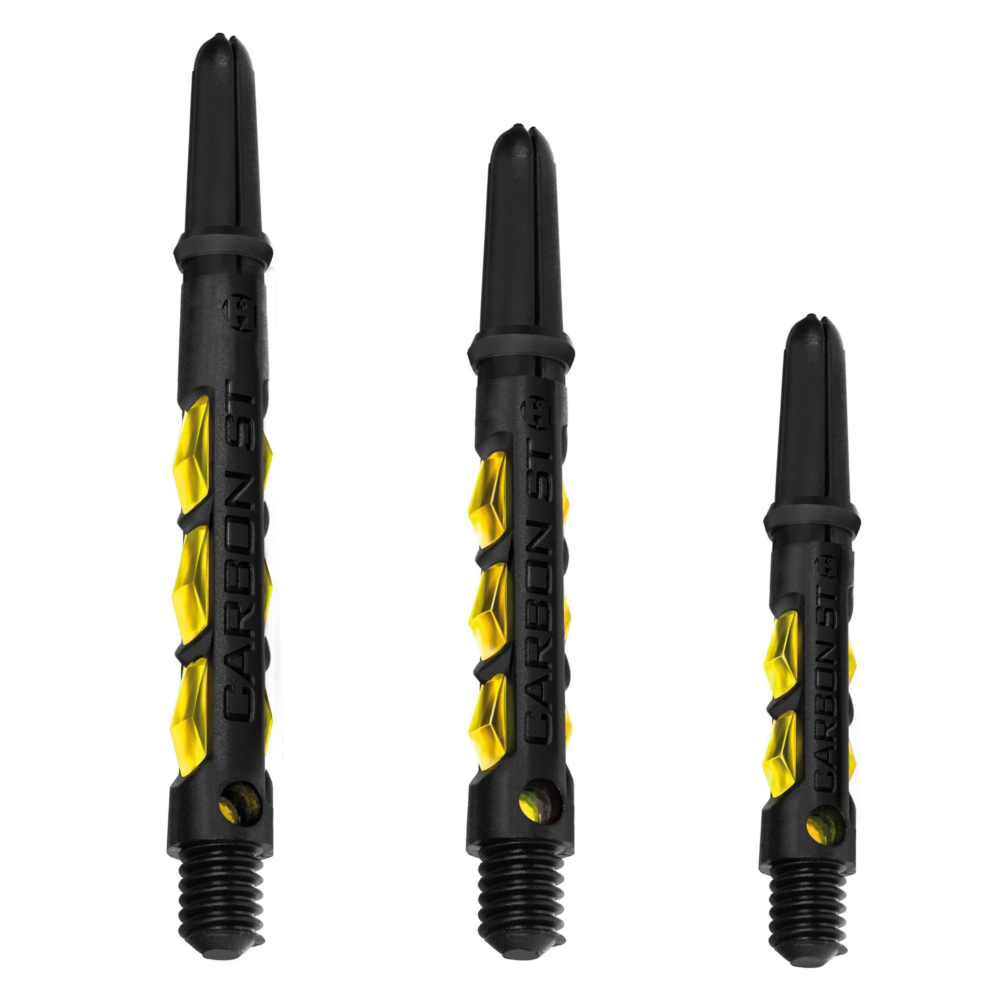 Harrows Dart Shafts Carbon ST Stems with Pyramid Rings, Short, Yellow