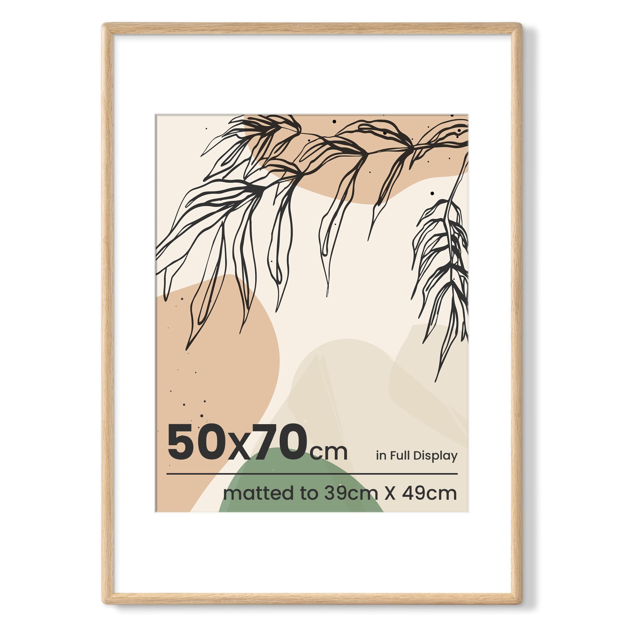 Axeman 50x70cm Frame, USA-Sourced Oak Wood Frame with Real Glass, Rounded Corner 50cm x 70cm Oak Frame with Mount for 39x49cm Photos, Wall Hanging โ image 1