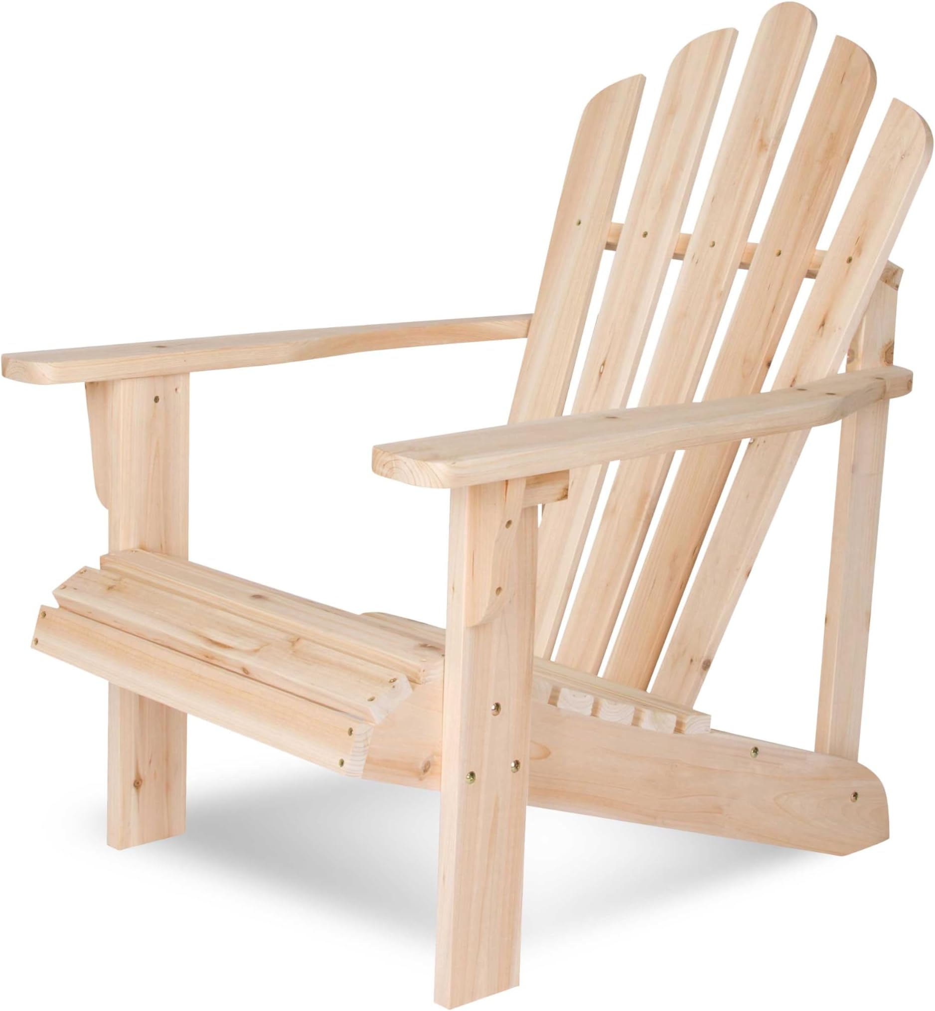Westport Wooden Adirondack Chair, Outdoor Patio Firepit Chairs, Back & Seat Pre-Assembled, Natural