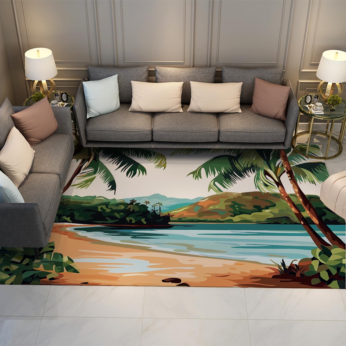 Tapis antidérapant plage 90x150 cm lavable et poil bas