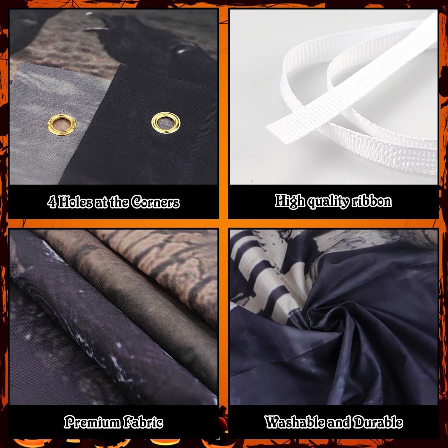 MGahyi Dekoracja garażu na Halloween z nagrobkami, pajęczyna do drzwi garażowych, łuku, samochodu, na zewnątrz, do bagażnika lub jako upominek (styl nagrobków)