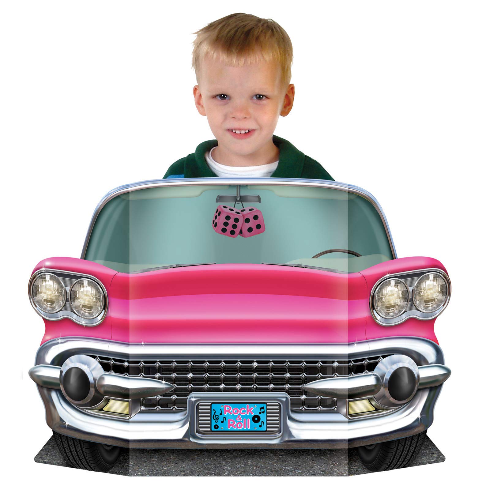 A Beistle Creation Pink Convertible Photo Prop