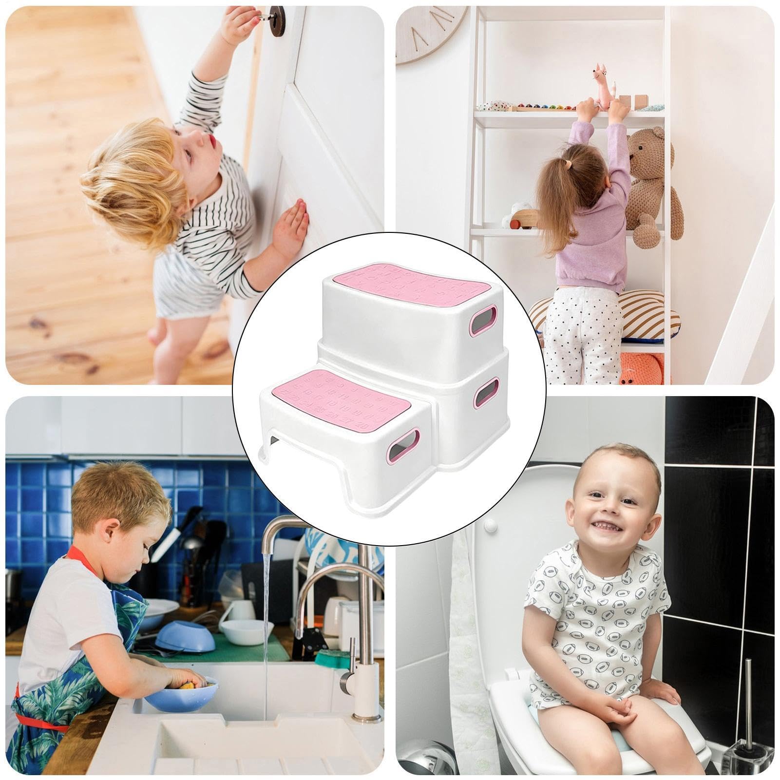 Taburete de baño para caca con revestimiento antideslizante, soporte para posición de sentadillas | Banco de inodoro desmontable para ancianos, tocador, mesita de noche, bañera, cocina, niños, adultos, ducha familiar