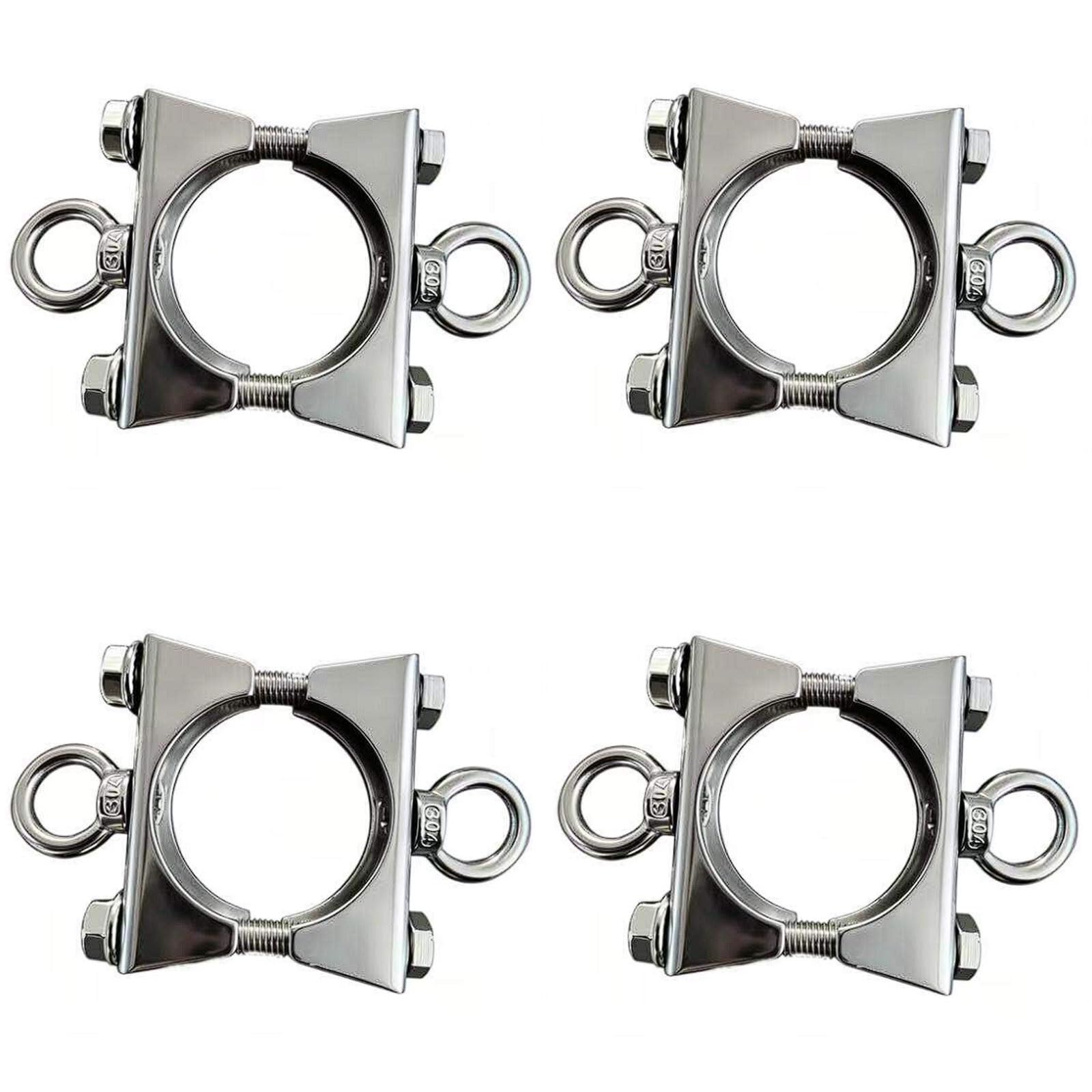 Esmen Uae One Color 304 Stainless Steel Pipe Clamps With Lifting Rings, 4 Sets Round Pipe Supports, Buckle Fixing Clamps, Pipe Clamps Pull Rings Hooks Tube Fittings(42Mm)