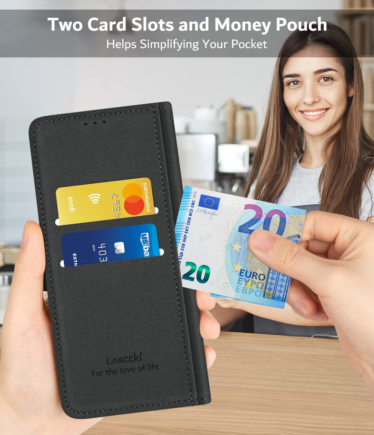 Leacckl Cover per Xiaomi Poco X5 Pro 5G / Redmi Note 12 Pro 5G (Non per Pro+), Custodia a portafoglio in Pelle PU Premium [Magnetica a Scatto] [Funzione Stand], Nero
