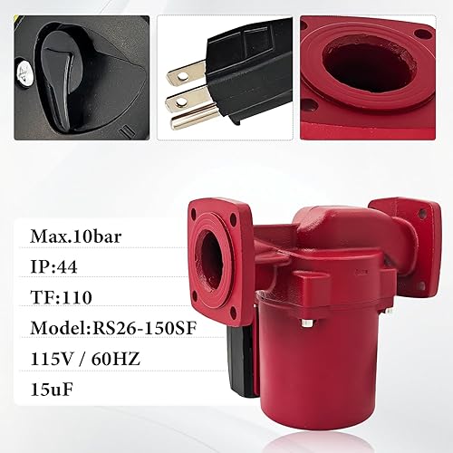 Miniatura 2 de Bomba de circulación de 12 HP compatible con Grundfos UPS26-150SF 115V Bomba de recirculación de agua caliente de tres velocidades Bomba de