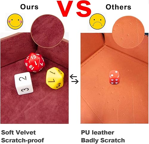 Miniatura 7 de SIQUK 4 bandejas de dados hexagonales para dados plegables, de piel sintética, para juegos de dados como RPG, DND y otros juegos de mesa (café,