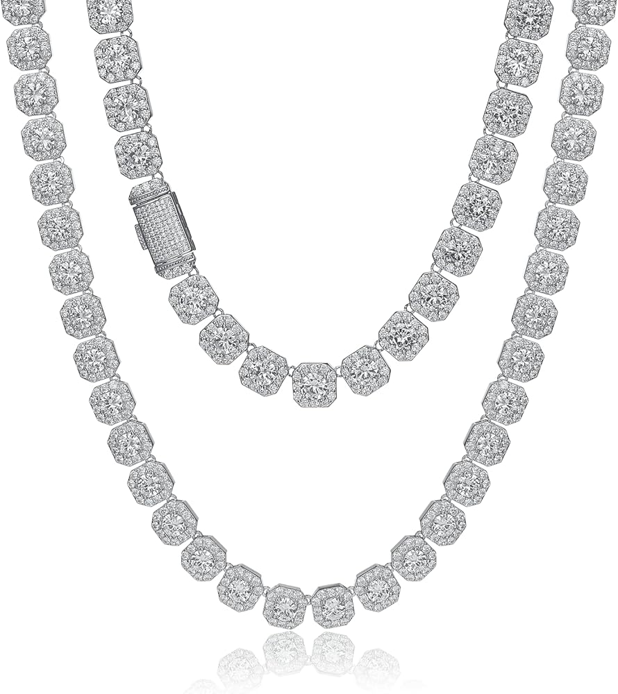 IVY TAILI 18k White Gold Plated Clustered Tennis Necklace 12mm